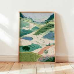 Terraced Rice Field Poster, Valley Landscape Print, Nature Wall Art - thumbnail 4
