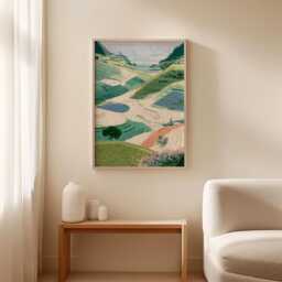 Terraced Rice Field Poster, Valley Landscape Print, Nature Wall Art - thumbnail 3
