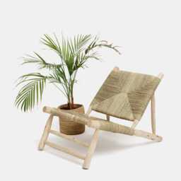 Handmade Moroccan Armchair - Eucalyptus Wood & Palm Leaf Cord Seating - thumbnail 2