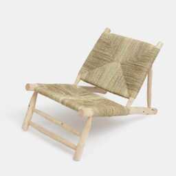 Handmade Moroccan Armchair - Eucalyptus Wood & Palm Leaf Cord Seating - thumbnail 1