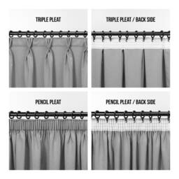 Chenille Velvet Pleated Curtains Triple/Double French Pleat - 4 Colors - thumbnail 4