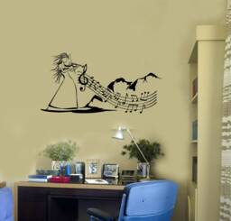 Musical Girl Vinyl Wall Decal Irish Folk Violin Music Notes Room Decor Sticker Mural 2857Di - thumbnail 1