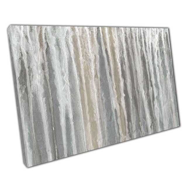 Abstract Fluid Art Print On Canvas - Neutral Grey Beige Dripping Style Wall Decor For Home Office - image 1
