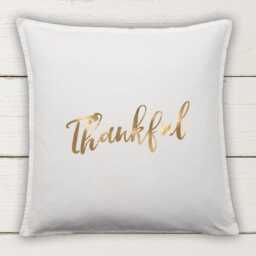 Thankful Cushion Cover Cotton Pillow With Metallic Vinyl Quote Decor - thumbnail 2