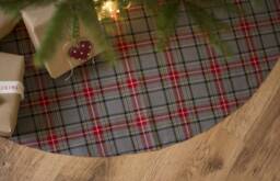 Gray Plaid Tree Skirt, Tartan Gray Christmas Skirt