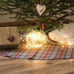 Gray Plaid Tree Skirt, Tartan Gray Christmas Skirt - thumbnail 2