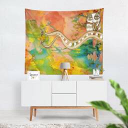 Boho Owl Tapestry Owls Wall Hanging Tapestries Art Colorful Abstract Owl Bohemian Boho Surreal