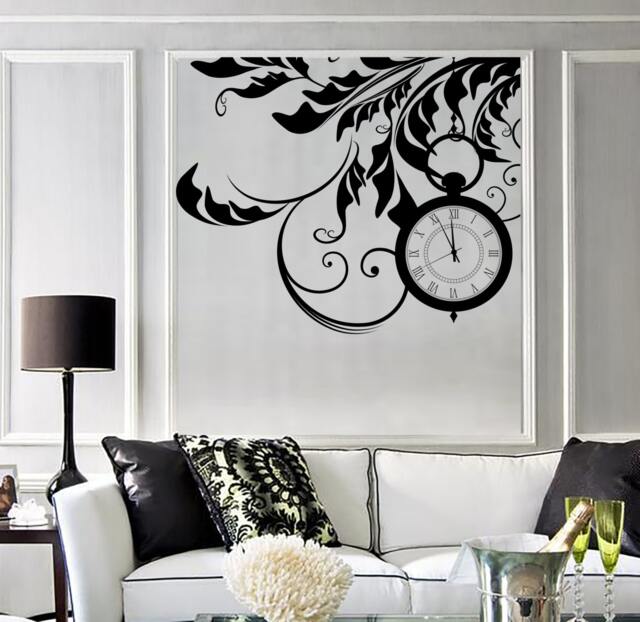 Wall Vinyl Decal Floral Flower Clocks Dreams Fantasy Amazing Decor 1365Dz - image 1