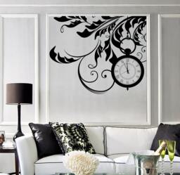 Wall Vinyl Decal Floral Flower Clocks Dreams Fantasy Amazing Decor 1365Dz - thumbnail 1