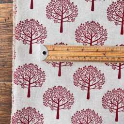 1579. Mulberry Trees Red On Linen Block Print Linen Look - Cotton Blend Cushion Cover - thumbnail 3