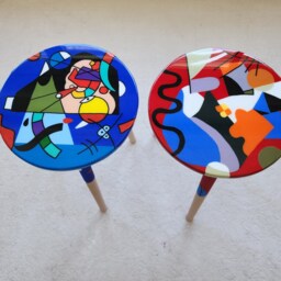 Handmade Epoxy Resin Side Coffee Tables - Funky Abstract Art, Set Of 2 - thumbnail 2