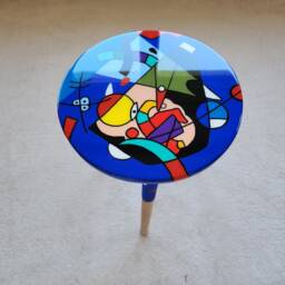 Handmade Epoxy Resin Side Coffee Tables - Funky Abstract Art, Set Of 2 - thumbnail 4