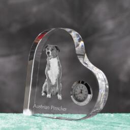 Austrian Pinscher - Crystal Clock in The Shape Of A Heart With Image Pure-Bred Dog - thumbnail 2
