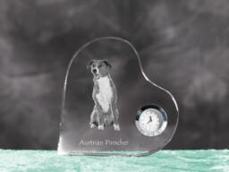 Austrian Pinscher - Crystal Clock in The Shape Of A Heart With Image Pure-Bred Dog - thumbnail 1