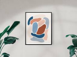 Abstract Neutral Circles Art Print - Wall Decor, Mid-Century, Living Room Art, Bedroom Modern Prints, Pink, Beige, Tan, Symmetrical - thumbnail 1