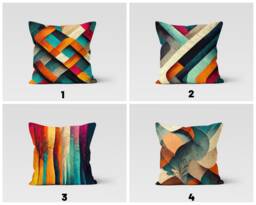 Retro Colourful Cushion Cover, Rainbow Geometric Pillow Case, Abstract Living Room Decoration, Mid Century Modern Bedroom Decor