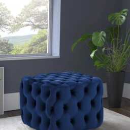 Handmade Chesterfield Velvet Ottoman - Tufted Cube Footstool, 60x60cm - thumbnail 2