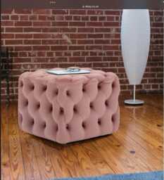 Handmade Chesterfield Velvet Ottoman - Tufted Cube Footstool, 60x60cm - thumbnail 1
