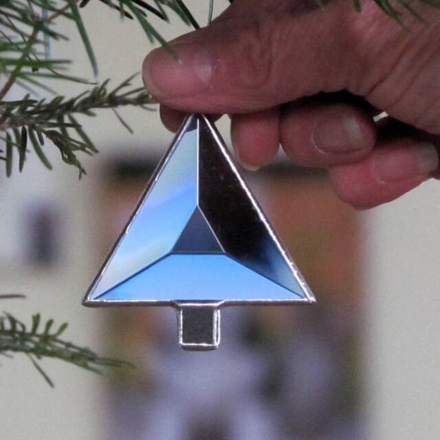stained Glass Christmas Tree Ornament Beveled Suncatcher, Holiday Decor - image 1
