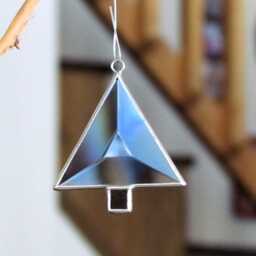 stained Glass Christmas Tree Ornament Beveled Suncatcher, Holiday Decor - thumbnail 3