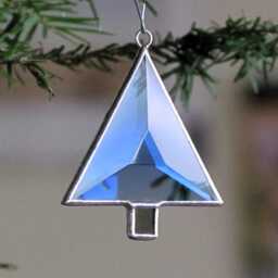 stained Glass Christmas Tree Ornament Beveled Suncatcher, Holiday Decor - thumbnail 4