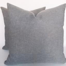 Set Of 2 Grey Linen Throw Pillow Covers Modern Decorative Pillows - 18x18 Inch - thumbnail 2
