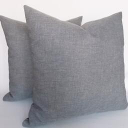 Set Of 2 Grey Linen Throw Pillow Covers Modern Decorative Pillows - 18x18 Inch - thumbnail 3