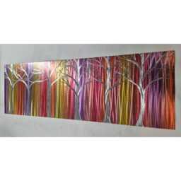 Silver Woods Metal Wall Art, Modern Abstract Trees, Indoor Outdoor - thumbnail 2