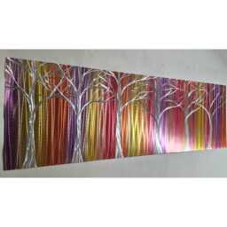 Silver Woods Metal Wall Art, Modern Abstract Trees, Indoor Outdoor - thumbnail 1