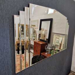 "Large Art Deco Overmantel Fireplace Wall Mirror Bevelled Glass Three Strip Design 122x82cm - 48""x32" - thumbnail 3