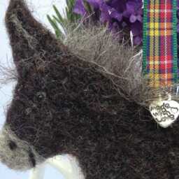 Needle Felted Donkey Ornament Rustic Christmas Tree Decoration. Choice Of Ribbon - thumbnail 2