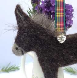 Needle Felted Donkey Ornament Rustic Christmas Tree Decoration. Choice Of Ribbon