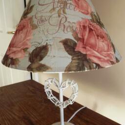 Antique Rose Lampshade French Vintage Shabby Chic Aqua & Pink - thumbnail 3