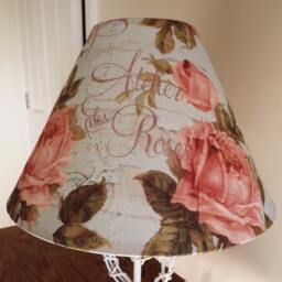 Antique Rose Lampshade French Vintage Shabby Chic Aqua & Pink - thumbnail 4