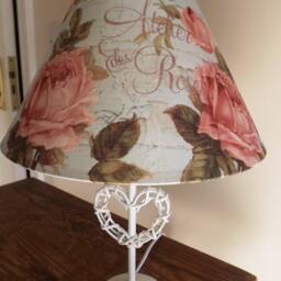 Antique Rose Lampshade French Vintage Shabby Chic Aqua & Pink - thumbnail 2