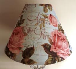 Antique Rose Lampshade French Vintage Shabby Chic Aqua & Pink - thumbnail 1