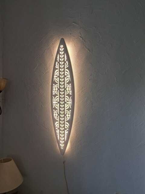 Surfboard Inspired Wall Led Light With Maori Pattern - image 1
