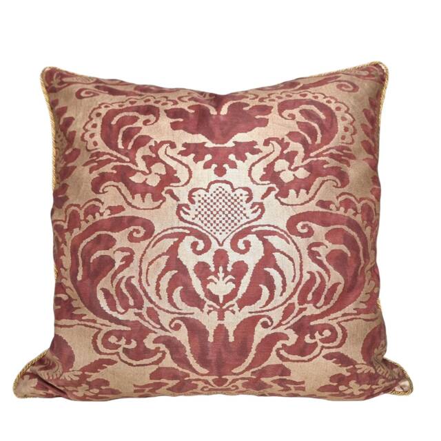Throw Pillow Cushion Cover in Fortuny Fabric Deep Burgundy & Gold Sevigne Pattern - Made Italy - image 1