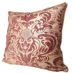 Throw Pillow Cushion Cover in Fortuny Fabric Deep Burgundy & Gold Sevigne Pattern - Made Italy - thumbnail 3