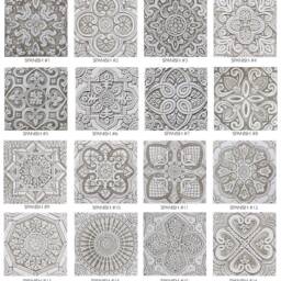8 Wall Hangings Ceramic Tiles With Ethnic Designs For Lounge Decor, Outdoor Art, Kitchen Deco, Mix Design 30cm Beige - thumbnail 3