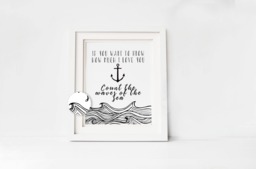 Nautical Anchor Download Print, Baby Shower Gift, Boy's Nursery Wall Art, Instant Digital Download, Little Explorer, Black & White - thumbnail 1