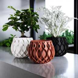 Bellvere Planter Pot With Tray Modern 3D Printed Design Elegant Home D??cor Style - thumbnail 1