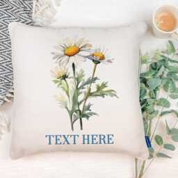 Personalised Floral Cushion Cover Daisy Custom Flower Throw Pillow Decor Pretty Welcome Womens Birthday Housewarming Gift Mum Daisies Ekc133 - thumbnail 2