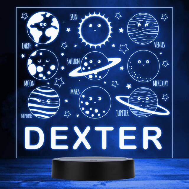 Planets Solar System Astronomy Fan Personalised Gift Colour Changing Night Light - Bedroom Lamp - image 1