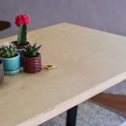 Birch Plywood Dining Set Handmade Modern Table With Steel Legs - thumbnail 3
