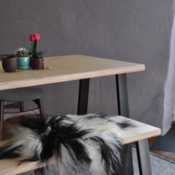 Birch Plywood Dining Set Handmade Modern Table With Steel Legs - thumbnail 2