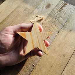 3 Rustic Wooden Handmade Stars Decoration Gift, Cute Quality Star Charm Wall Decor, Beautiful Reversable Hanging Ornament Keepsake Trinket - thumbnail 3