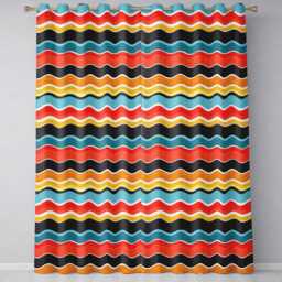 Abstract Color Wave Stripes Horizontal Flow Seamless Pattern Readymade Eyelet Ring Top Thermal 100% Blackout Curtains - thumbnail 2
