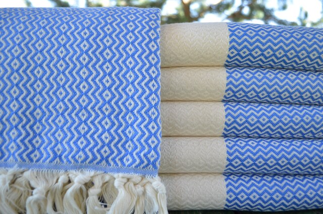 "Blue Diamond Towel, Turkish Towel, Peshtemal, Bath Peshtemal, Ultra Soft Towel, Tribal Towel, Cotton Towel, 40""x70" - image 1