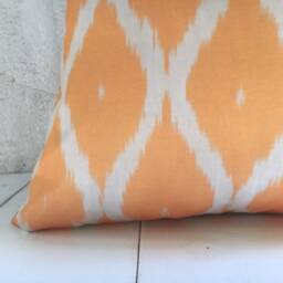 Handwoven Silk Ikat Pillow Cover 24x24, Modern Accent - thumbnail 3